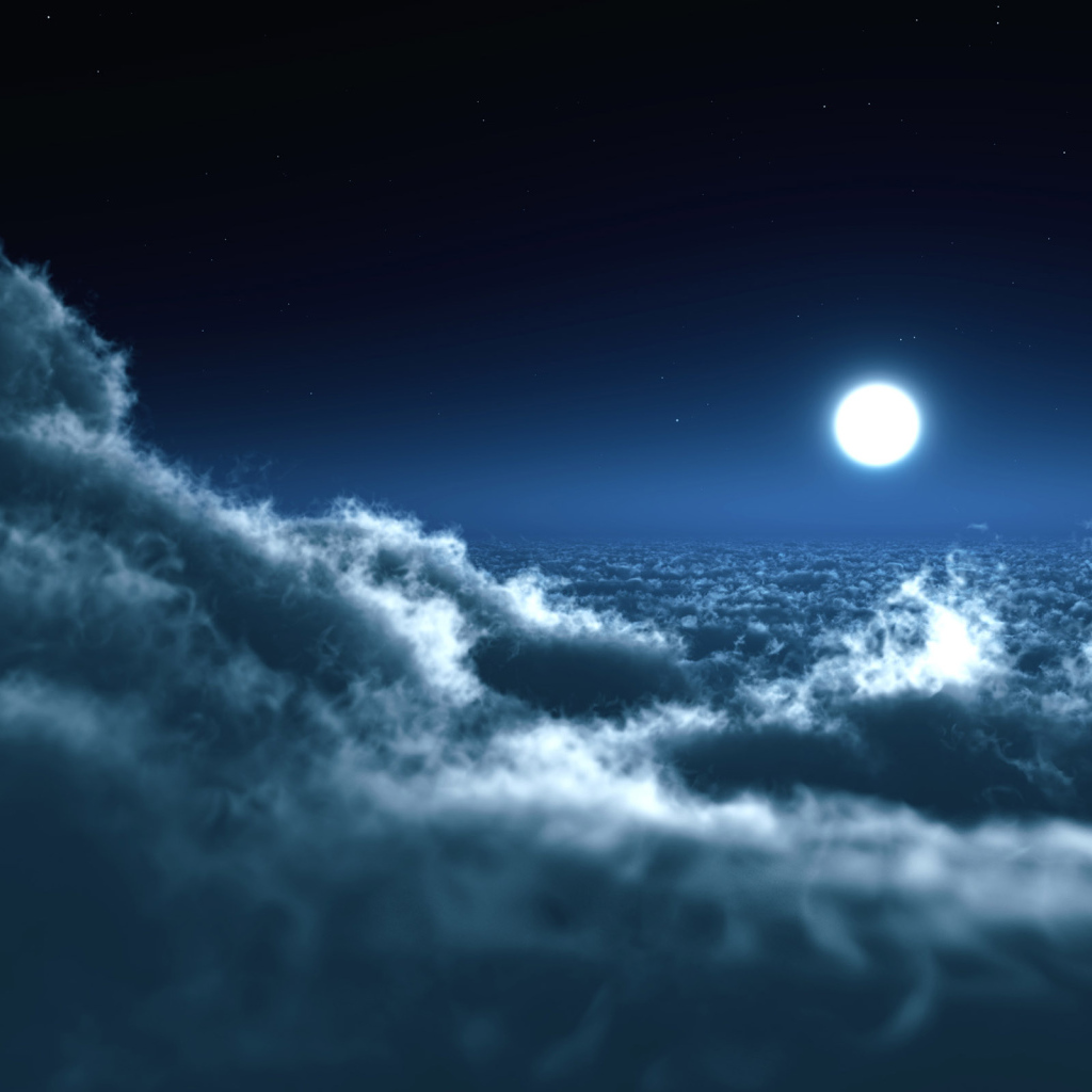 Луна над облаками Ночное небо