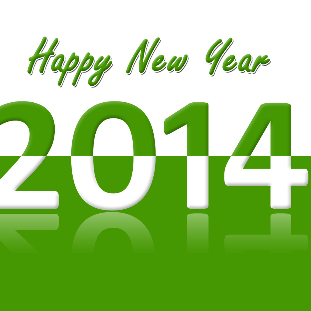 Happy New Year 2014, green and white color