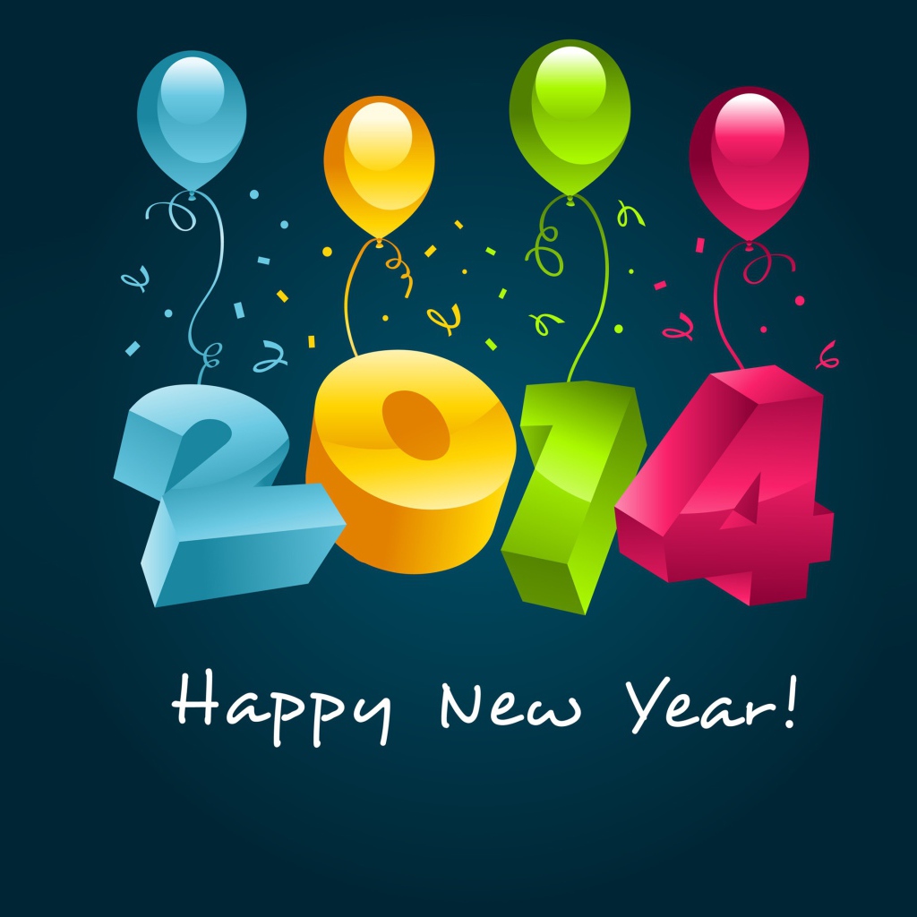 Счастливого Нового Года 2014 и разноцветные шары