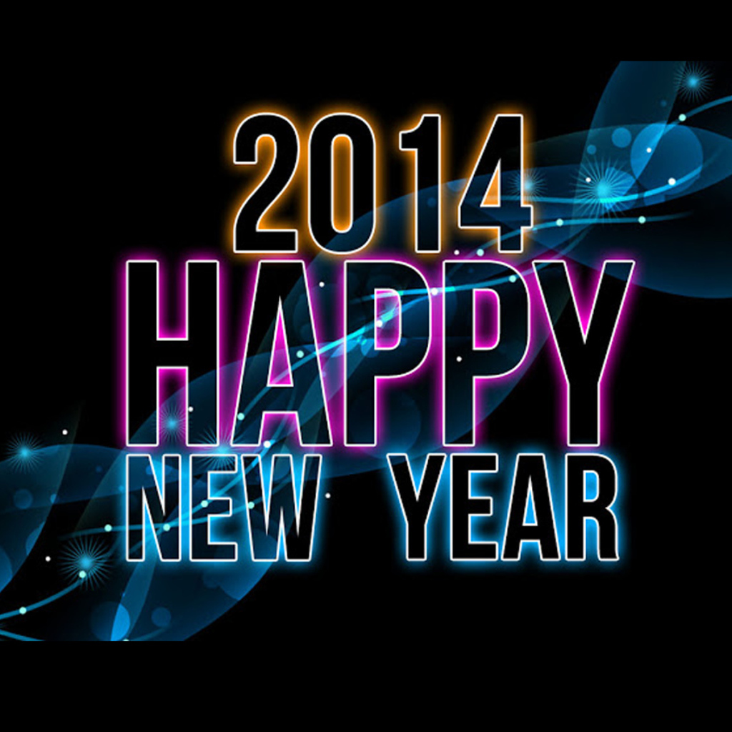 Счастливого Нового Года 2014, чёрный красивый фон