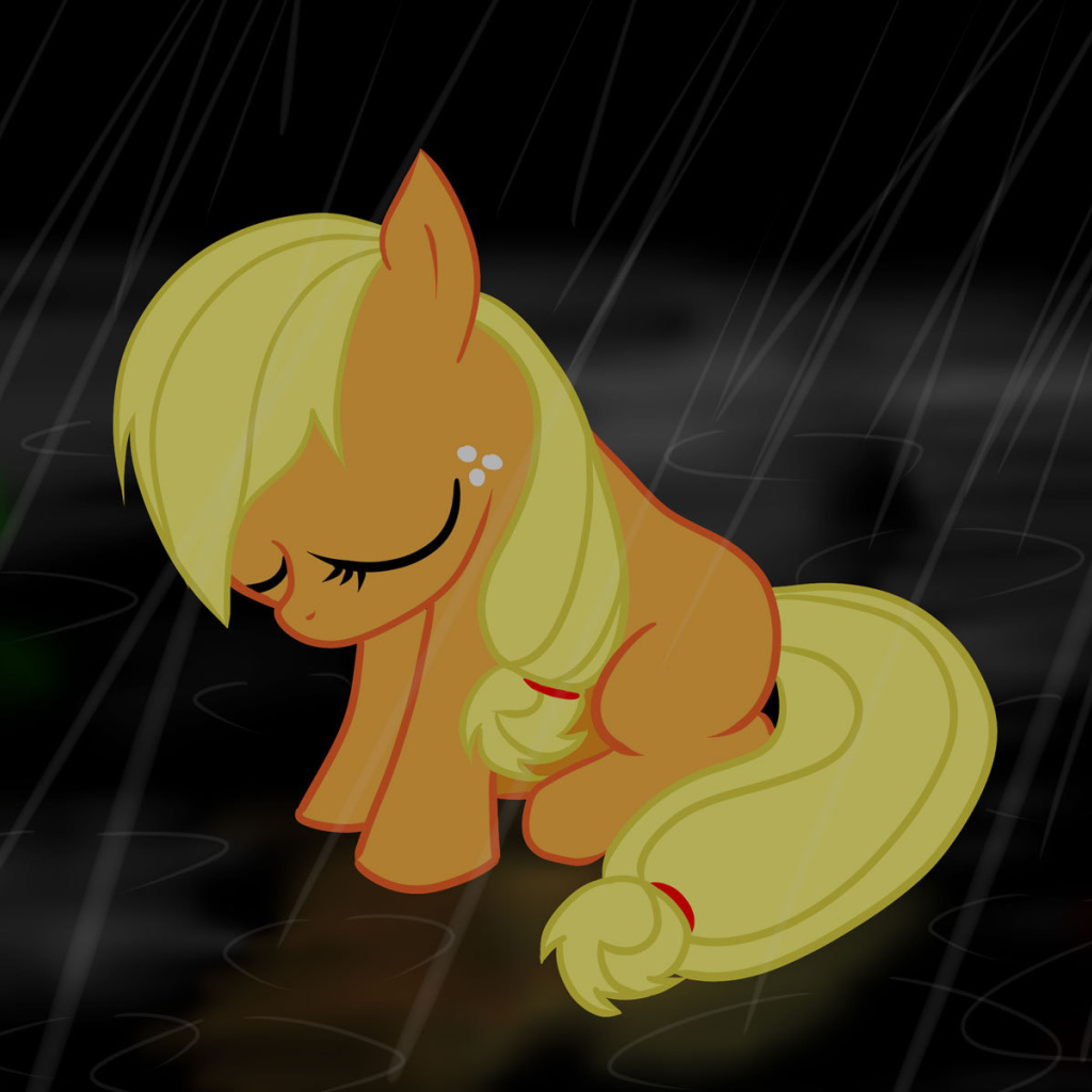 Маленький пони под дождем