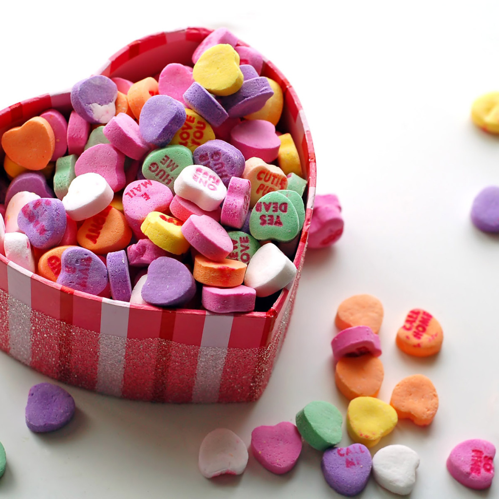 Box with candies on Valentine's Day February 14