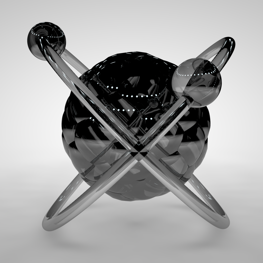Черная 3Д модель атома