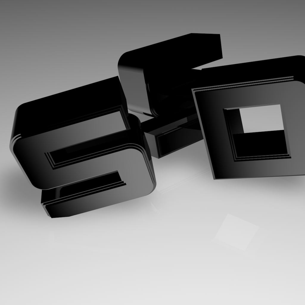 Черные буквы на сером фоне, 3Д модель