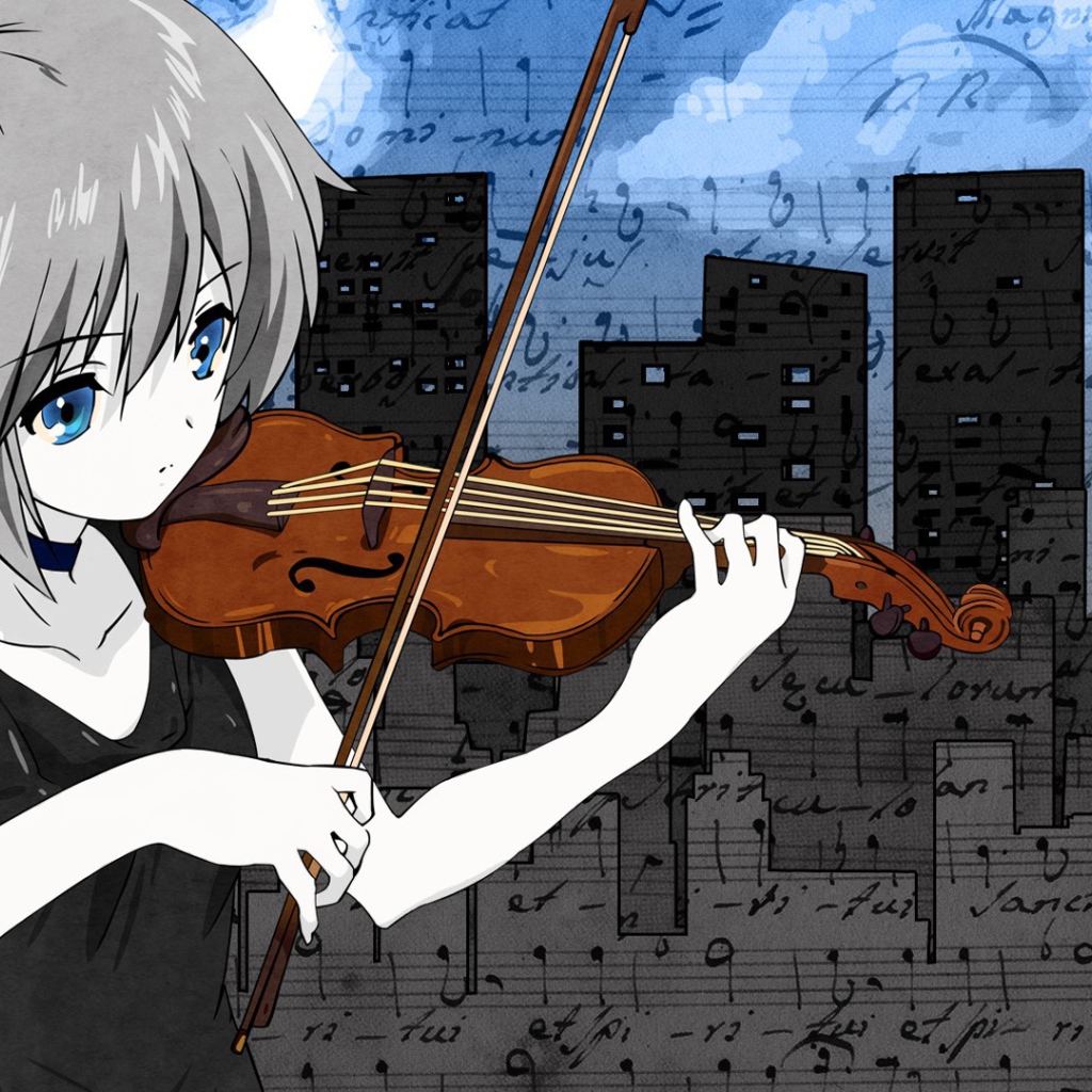 Девушка со скрипкой в аниме Меланхолия Харухи Судзумии