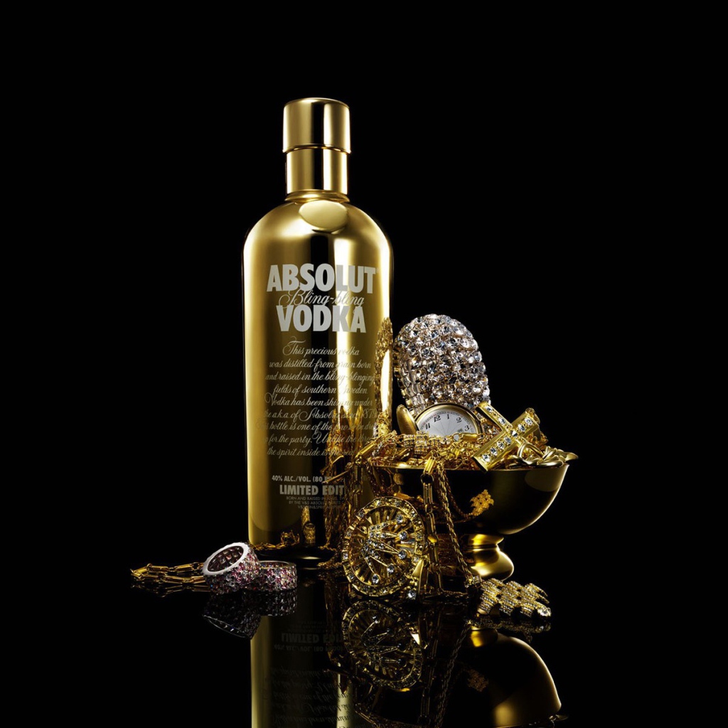 Gold bottle of Absolut Vodka
