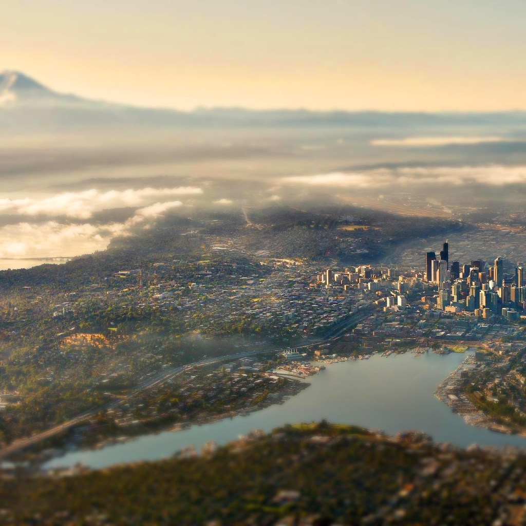Панорама города Сиэтл с высоты