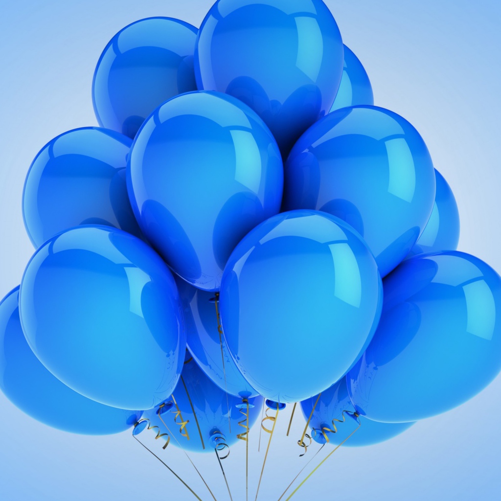 Связка голубых воздушных шаров