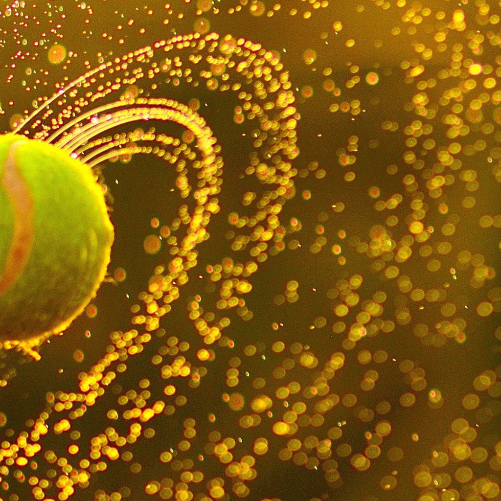 Мяч для тенниса в каплях влаги