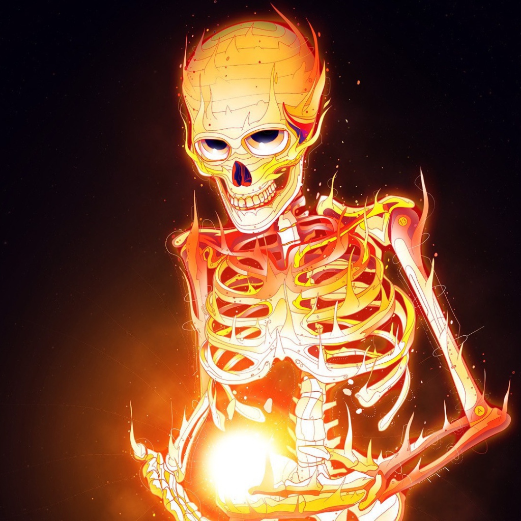 Скелет горит огнем