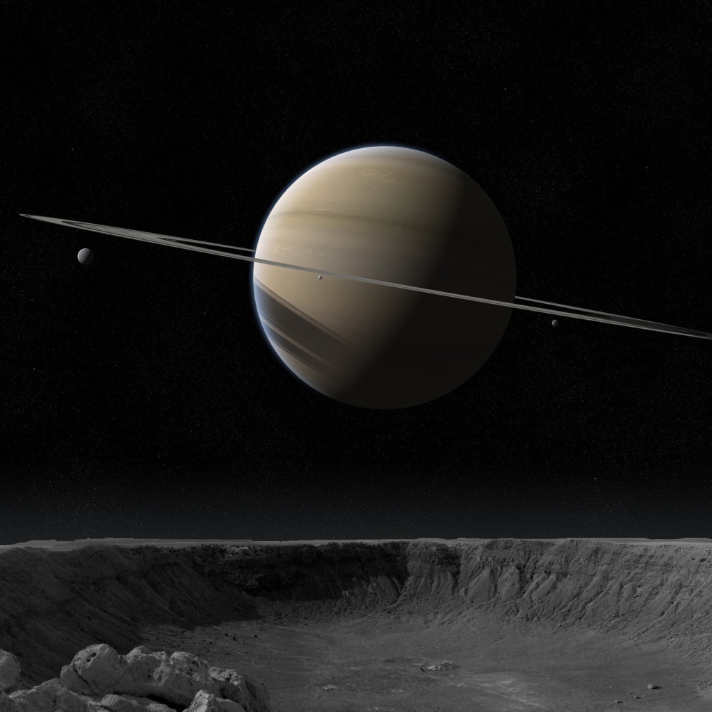 Вид на Сатурн с его спутника