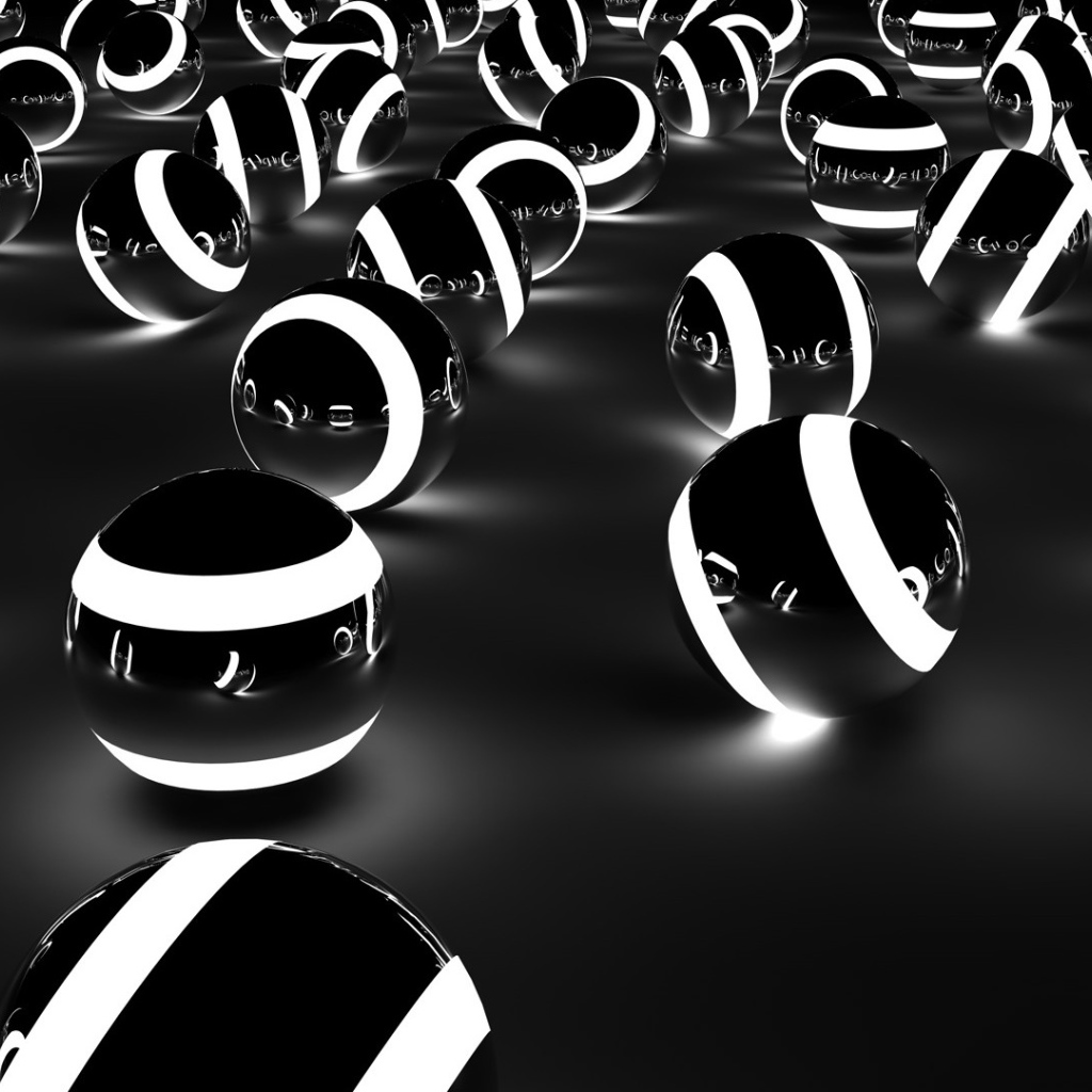 Черно белые шары 3D графика 