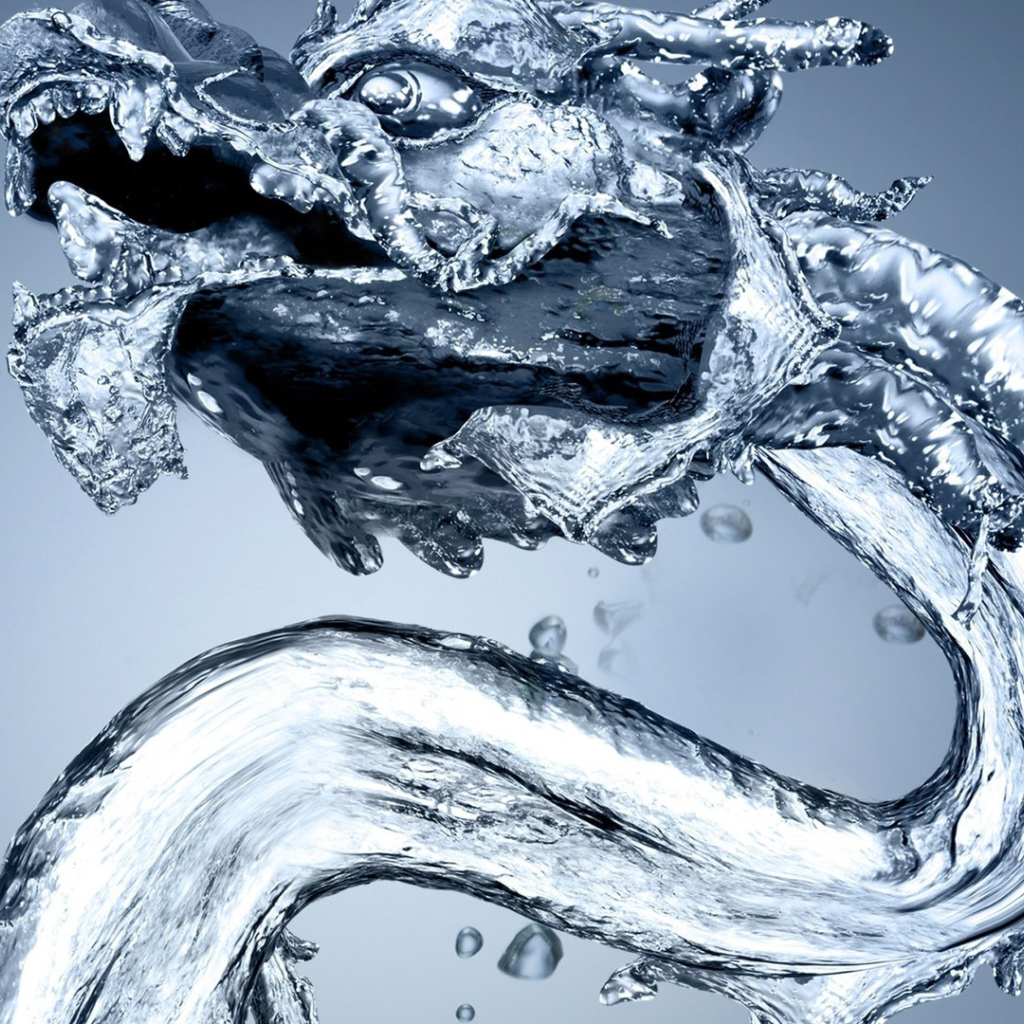 Дракон из воды 3D графика