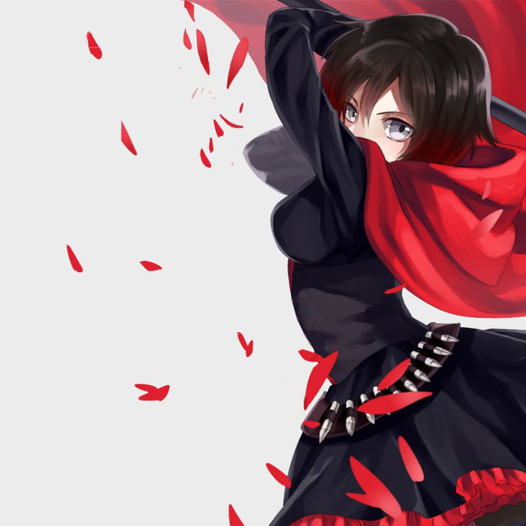 Ruby Rose anime character RWBY preparing to attack