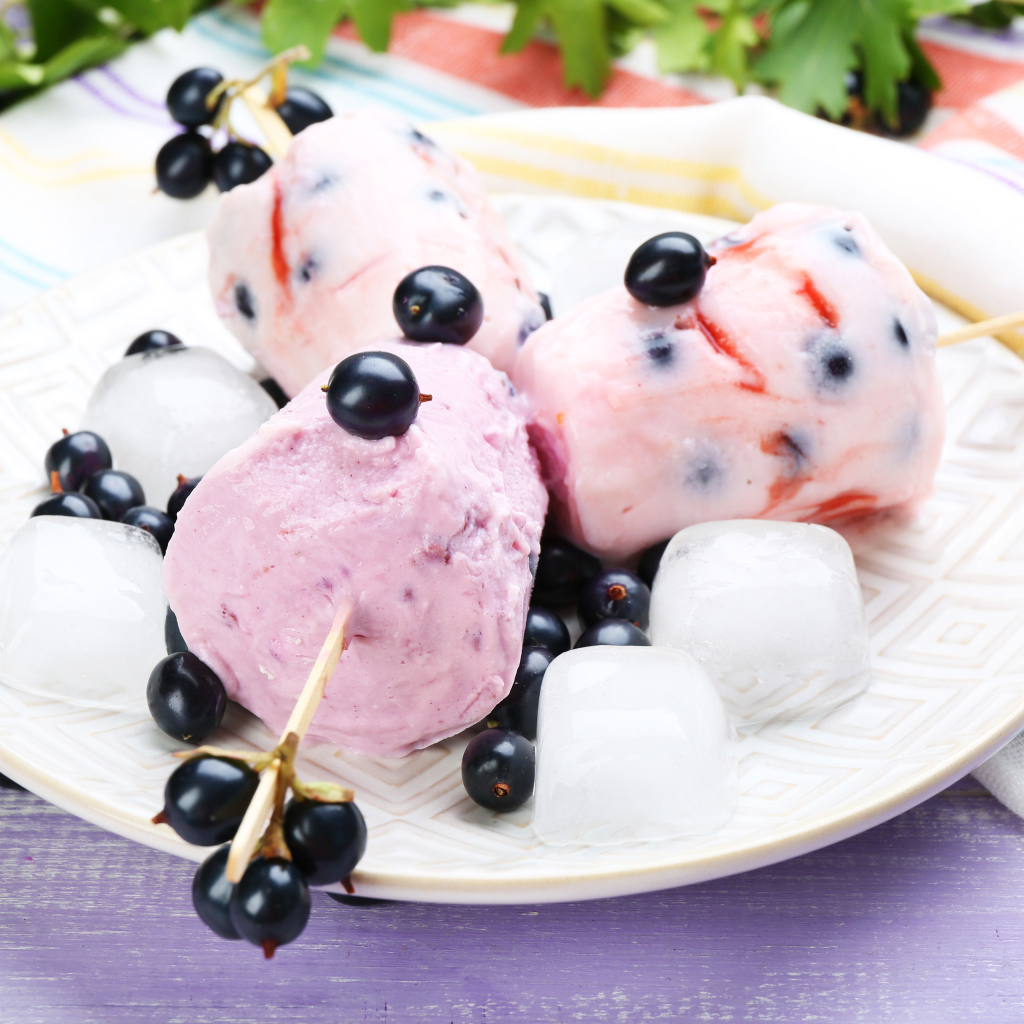 Фруктовое мороженое с ягодами черной смородины
