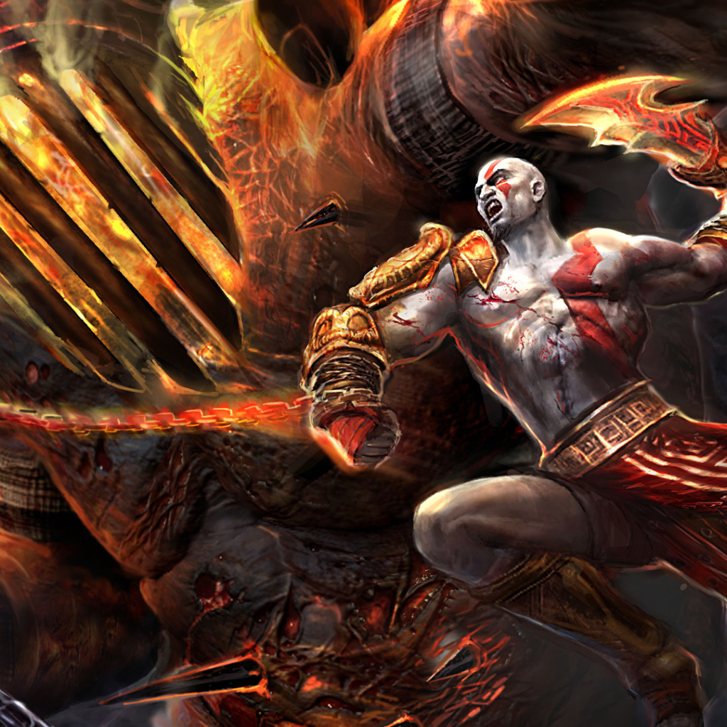 Битва главного героя с богом Аресом игра God of War 