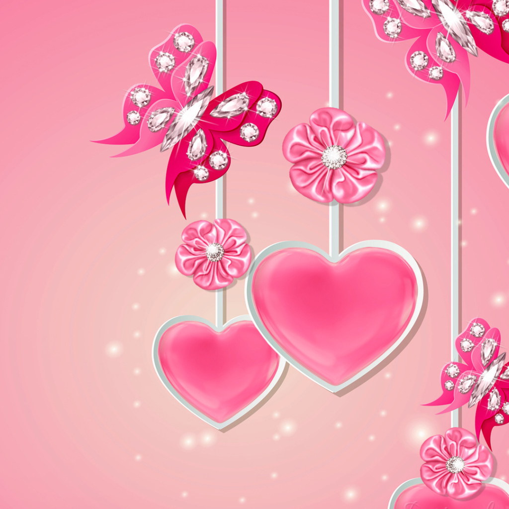 Pink hearts with diamonds