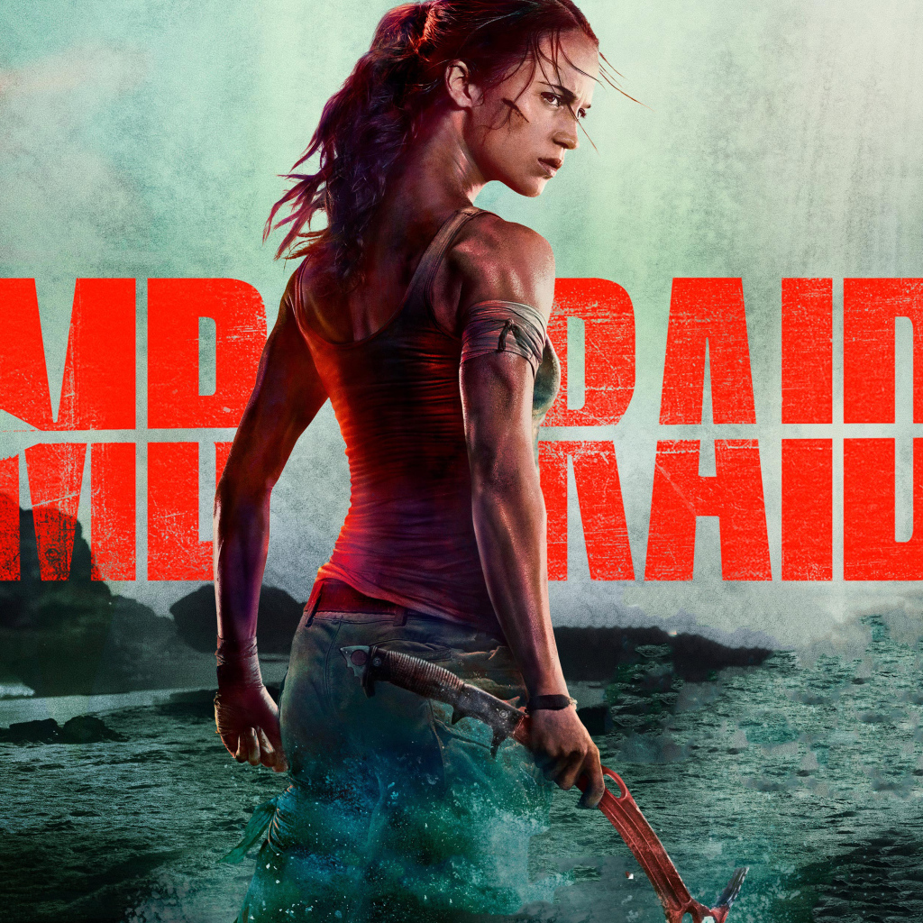Logo of the new film Tomb Raider. Lara Croft, 2018