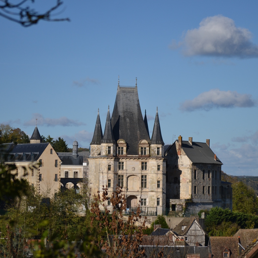 Вид на старинный замок Гайон, Франция
