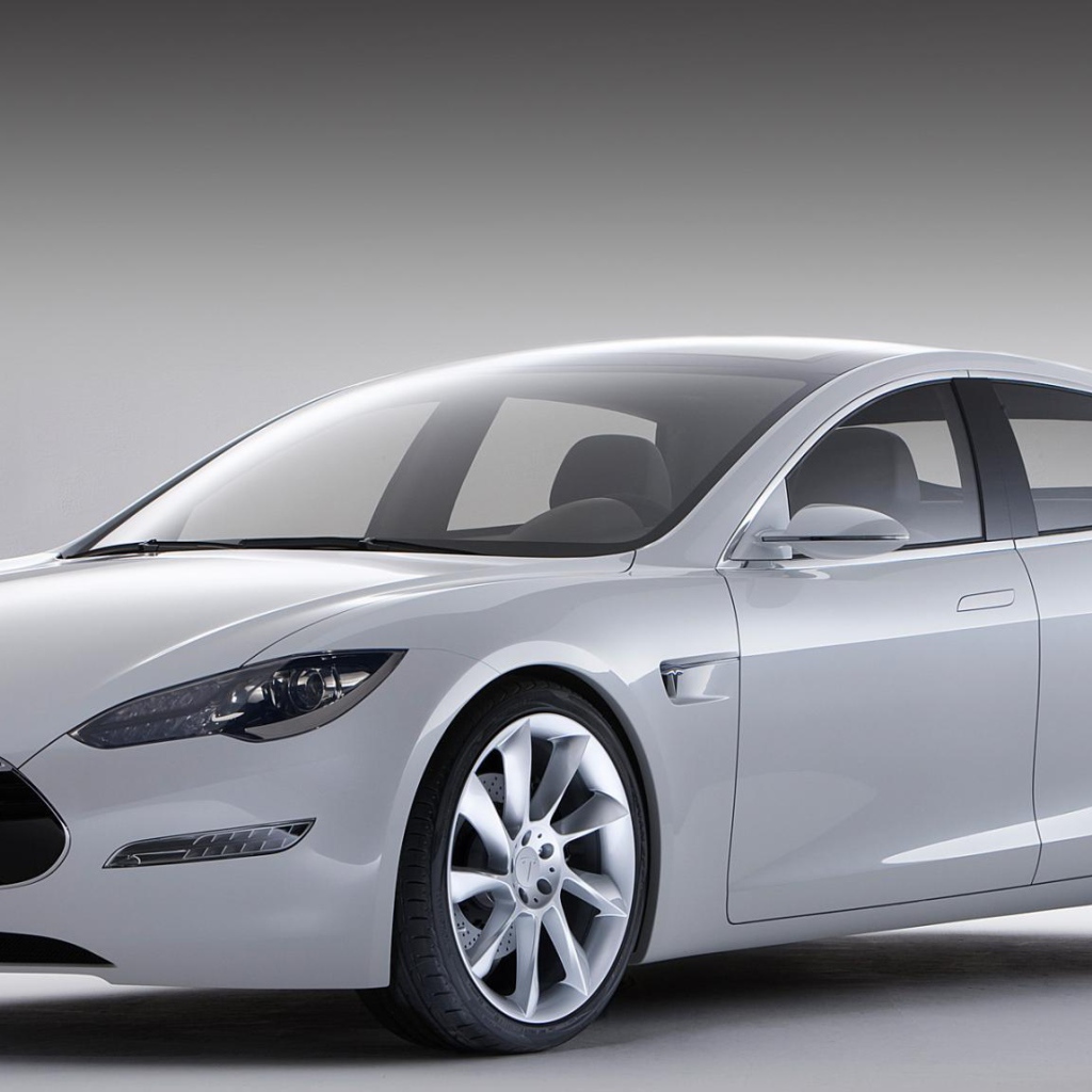 Silver electric Tesla Model S
