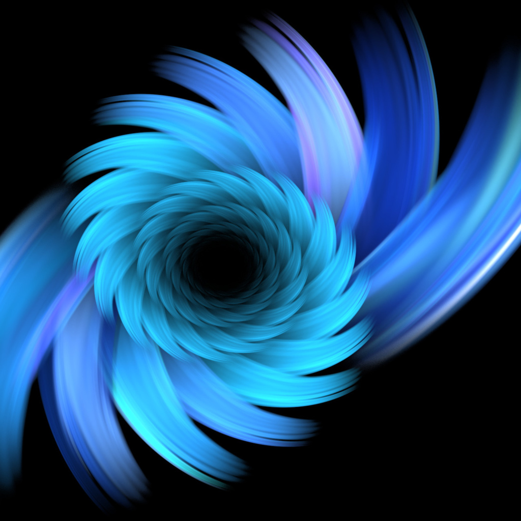 Голубой спиральный рисунок на черном фоне