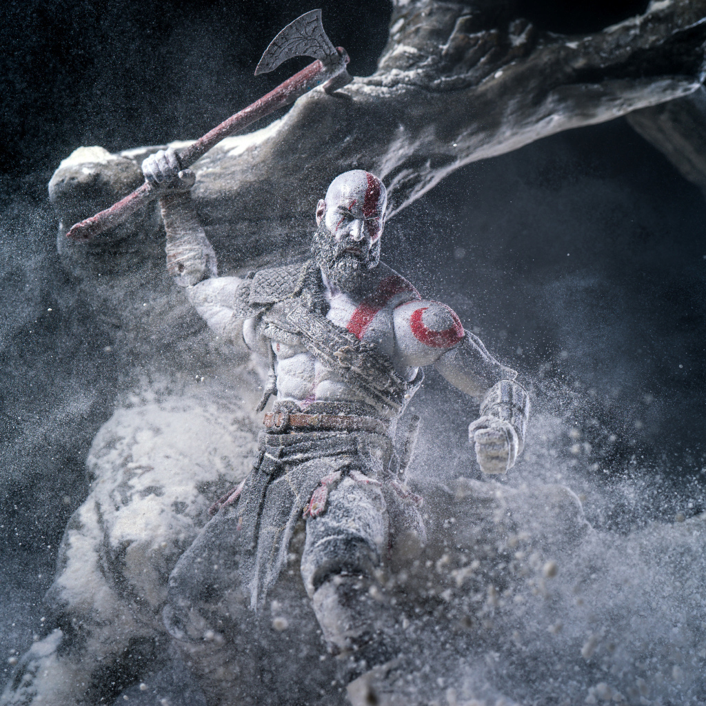 Destructive Kratos, the character of the computer game God of War, 2018