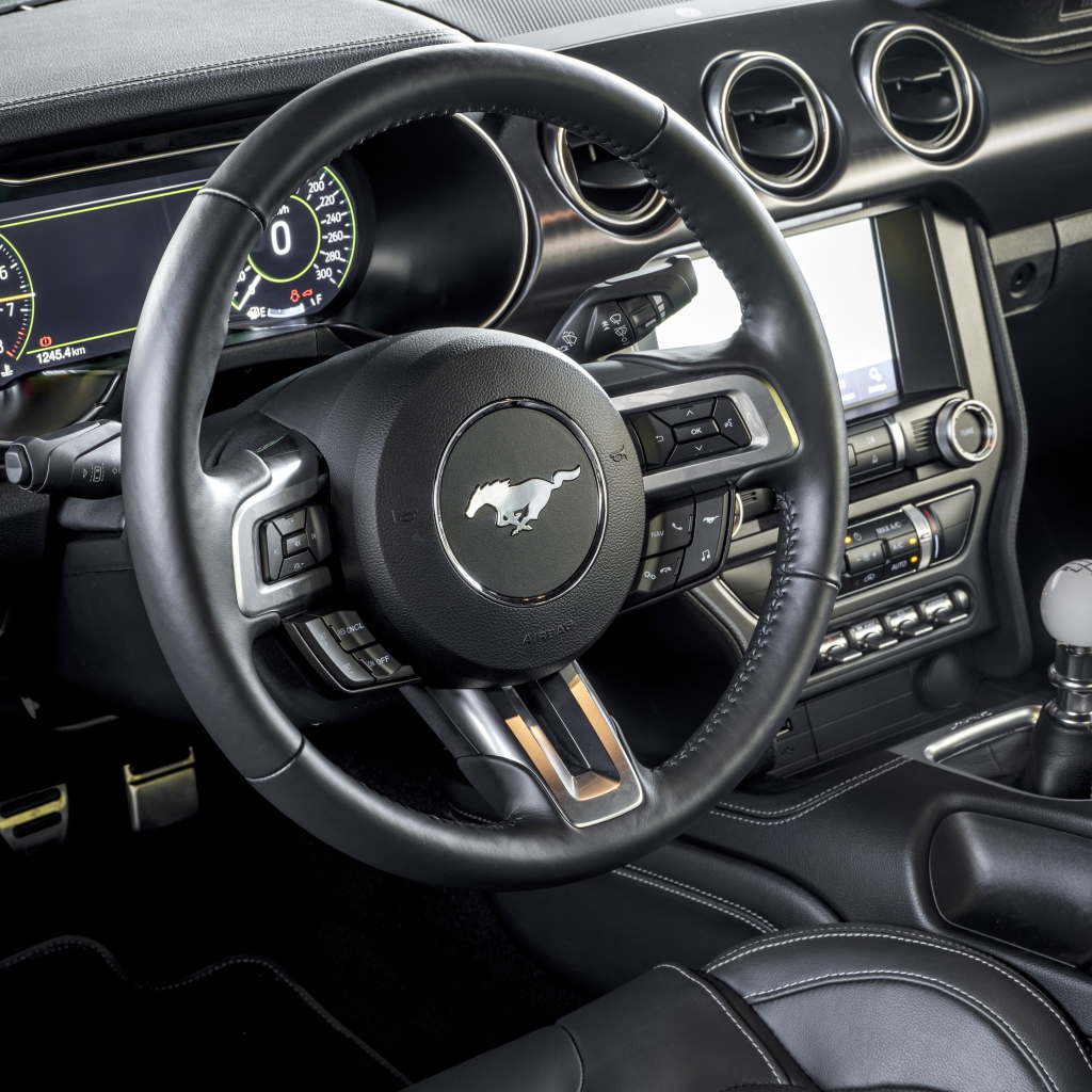Черный кожаный салон автомобиля Ford Mustang Mach 1 2021 года 