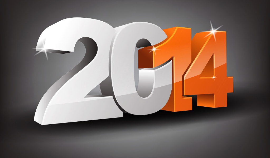 Новый год 2014 на сером фоне