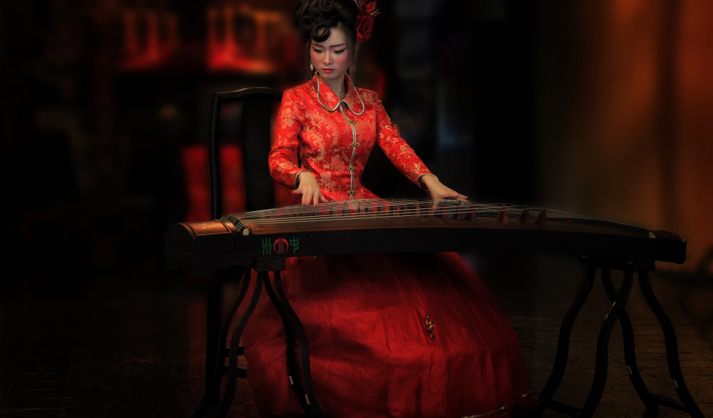 Китаянка с традиционным инструментом