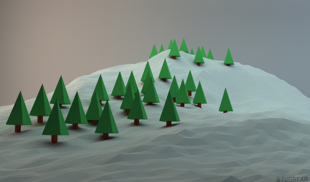 Fir on the mountain, 3D graphics