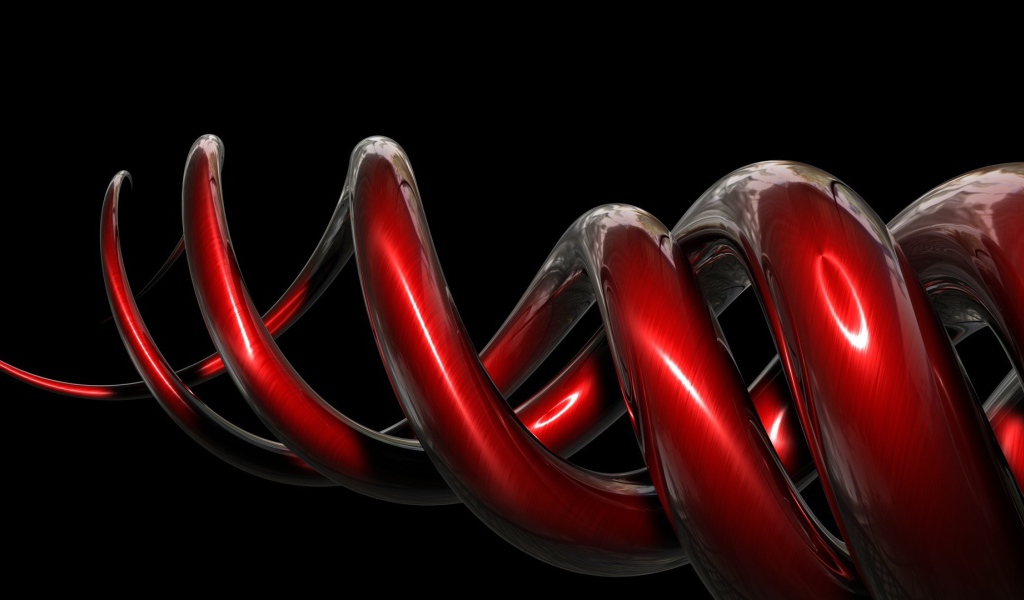Красная спираль на черном фоне, 3-Д графика