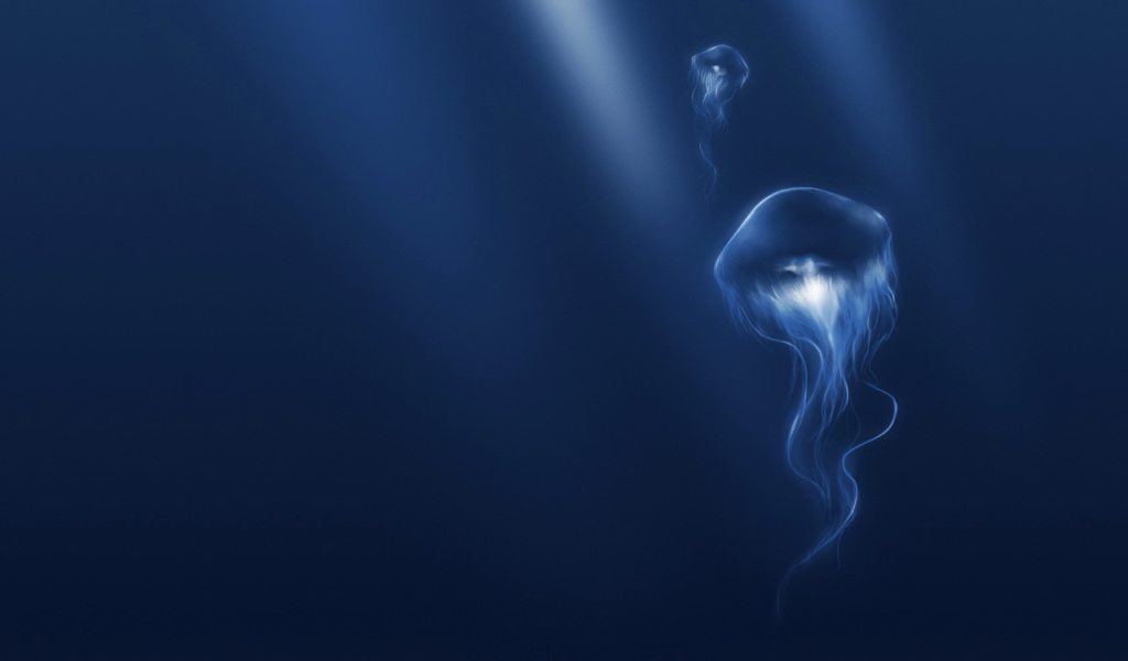 Медузы в синем океане