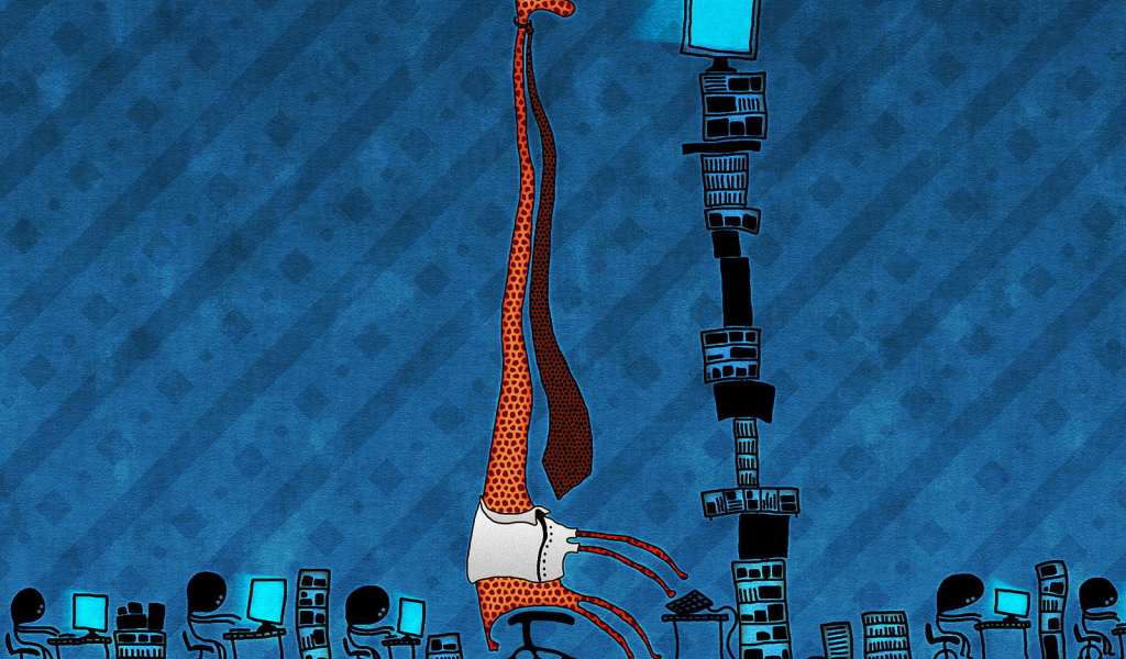 Жираф за компьютером