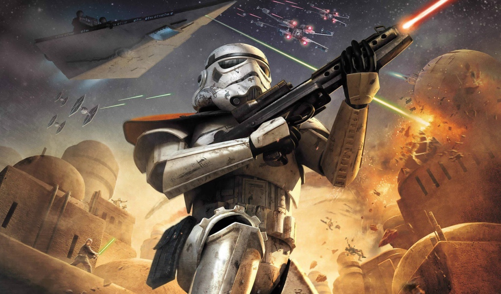 The battle on a distant planet in the game Star Wars Battlefront