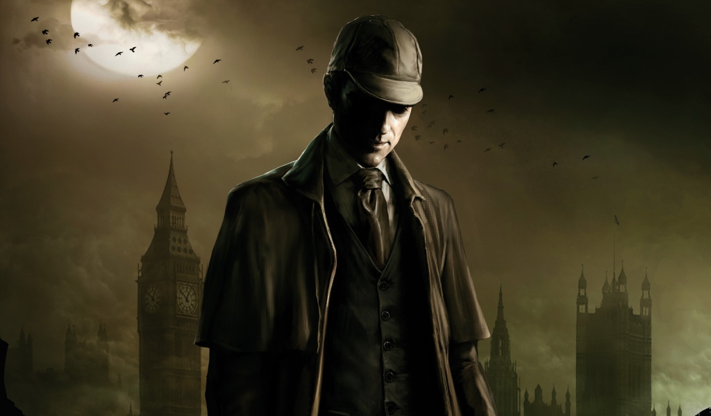 Шерлок Холмс на фоне мрачного Лондона