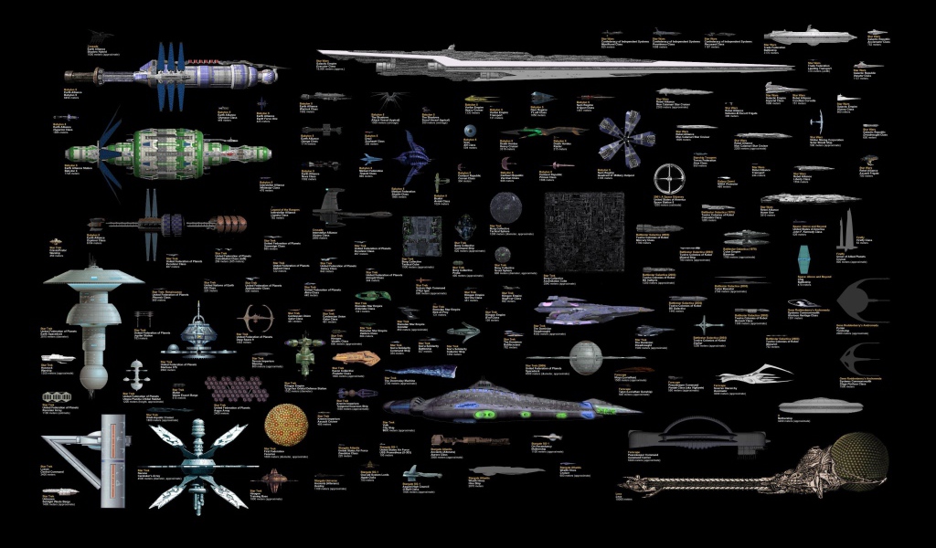 Космические корабли из разных фантастических сериалов