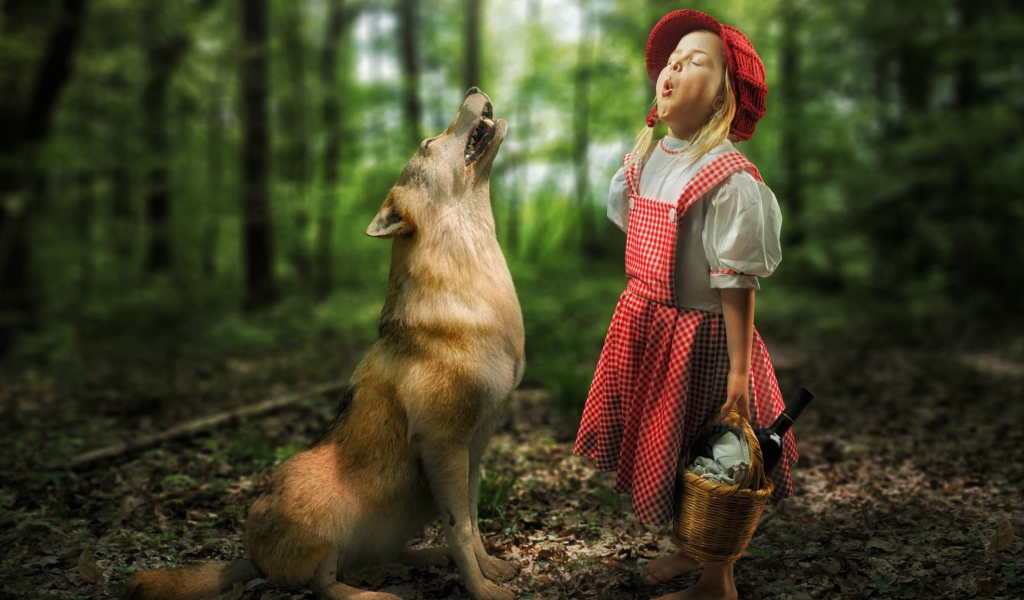 Девочка Красная шапочка и волк