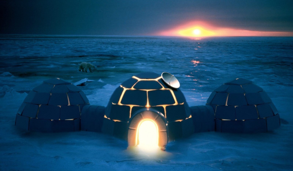 Bright light in a house made of ice