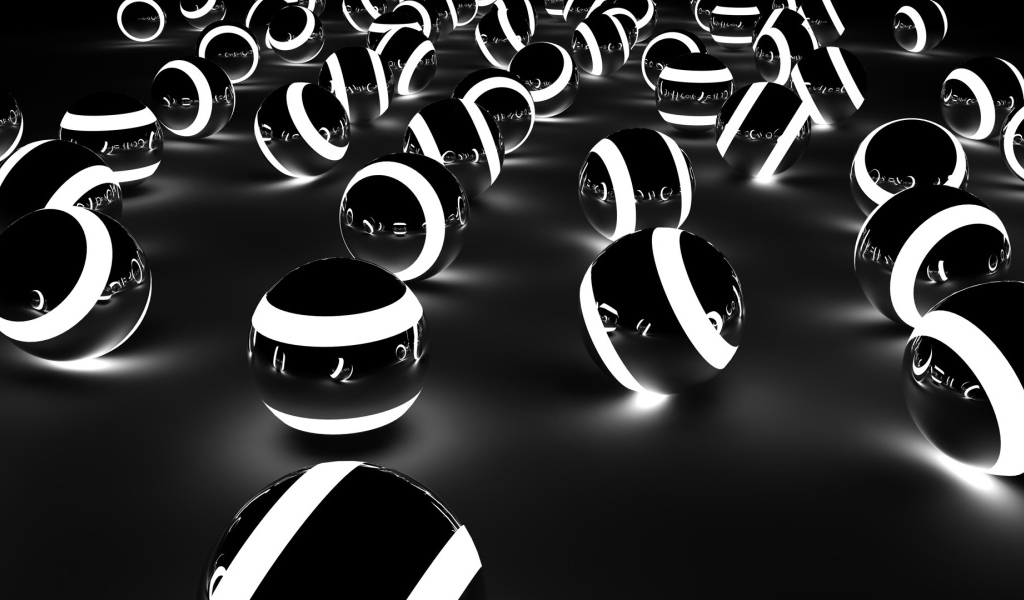 Black and white balloons 3D graphics