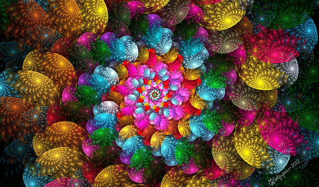 Яркий красочный спиральный абстрактный рисунок 