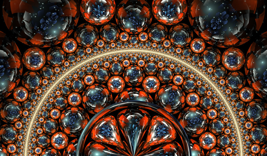 Multi-colored spheres, fractal pattern