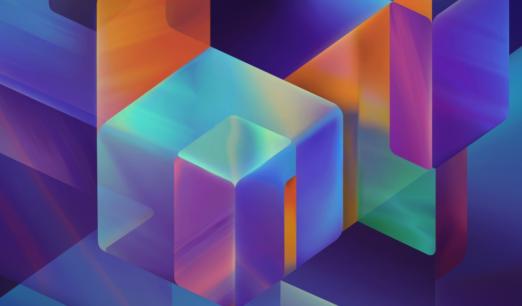 Радужные абстрактные кубы 3 д  графика 