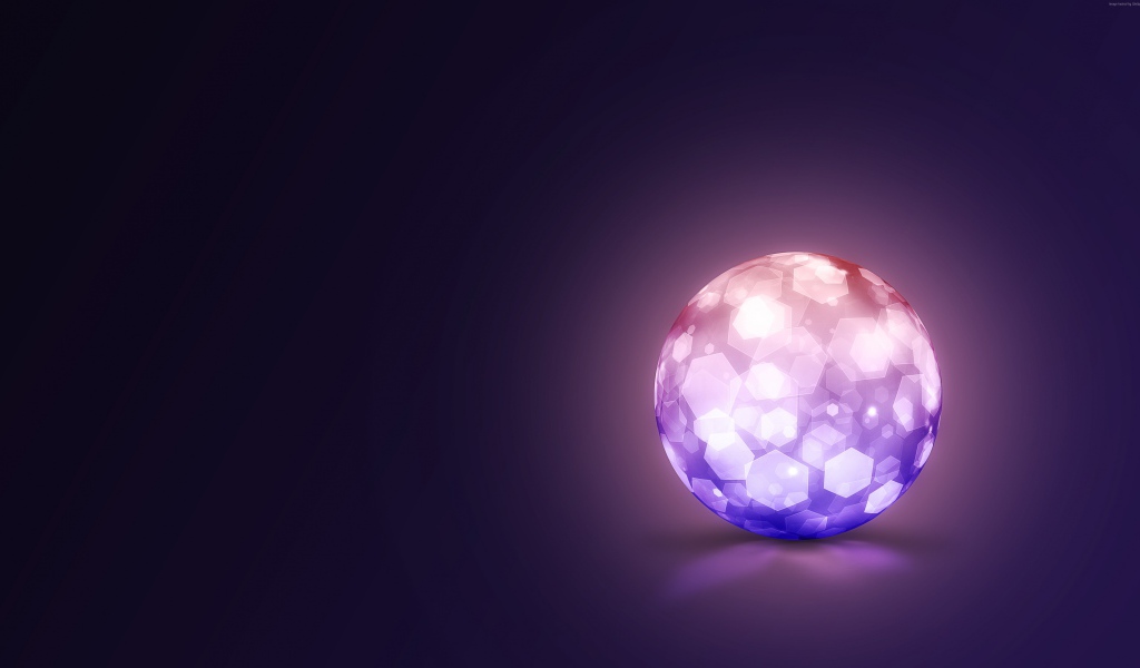 Сияющий шар на фиолетовом фоне 3д графика