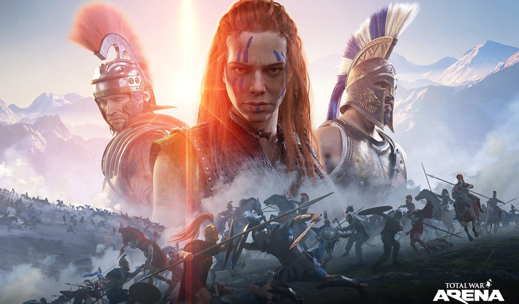 Poster of the new computer game Total War Arena with the main characters