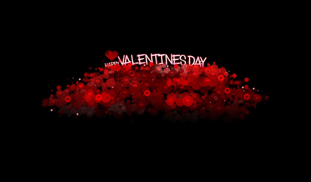Сердечки и надпись с Днем Святого Валентина на черном фоне 