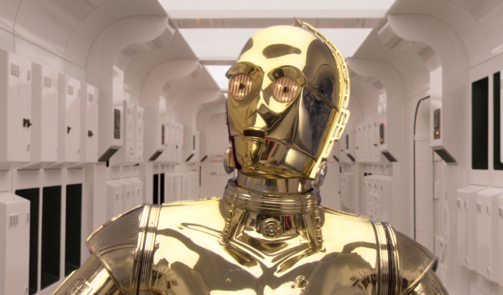 The droid C-3PO character of the legendary film Star Wars