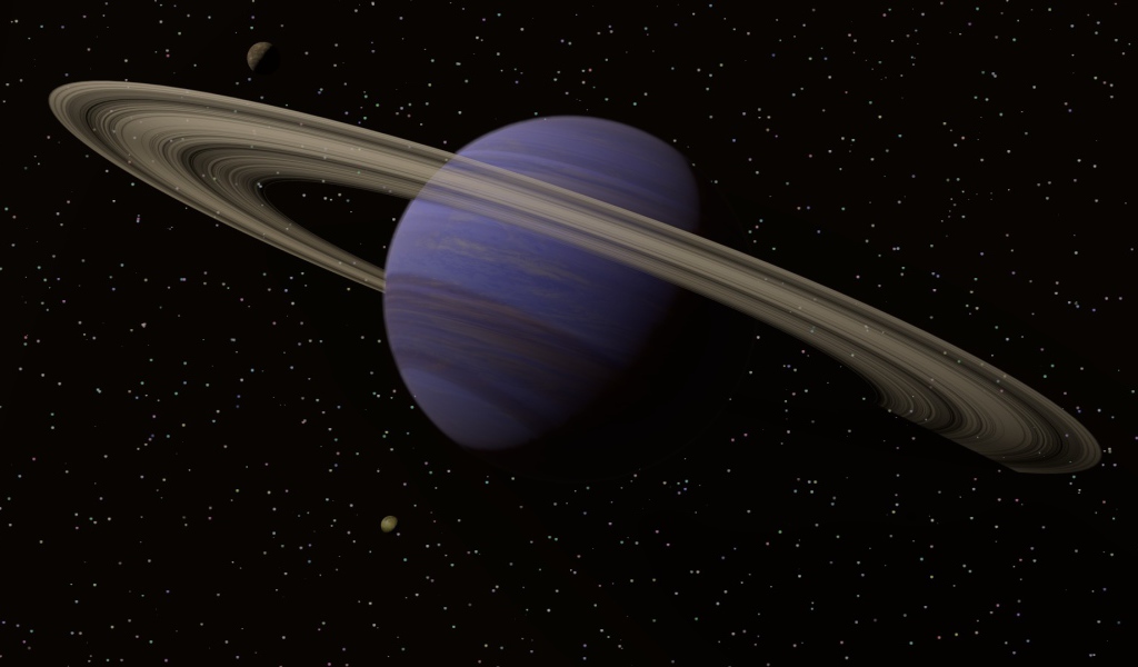 Planet Saturn on a starry background