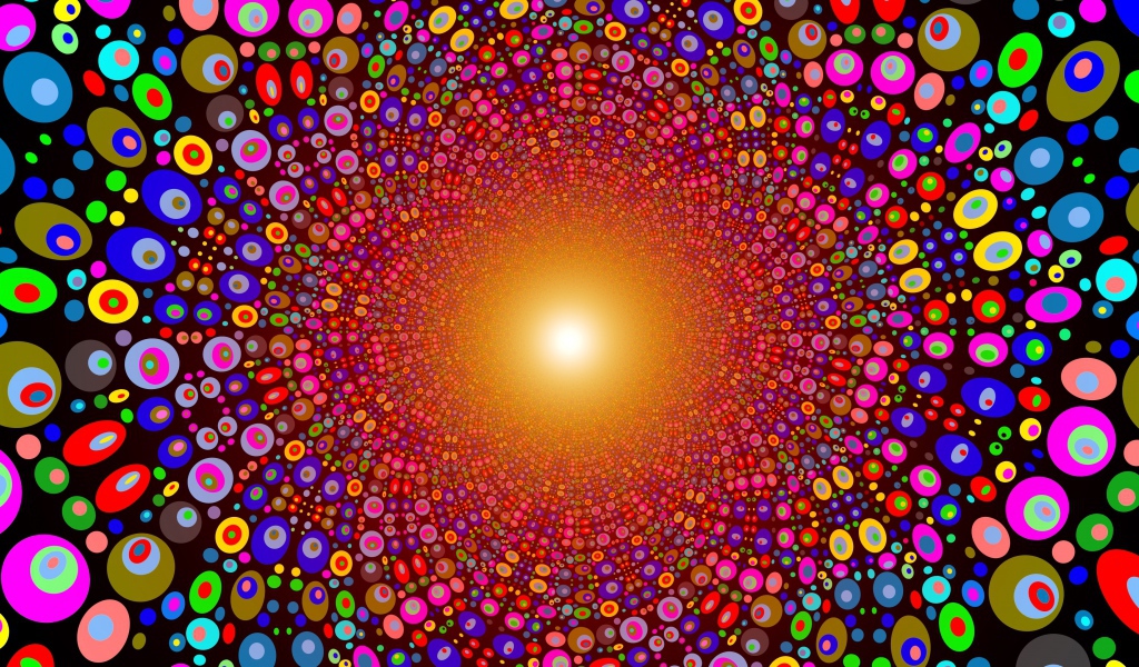 Абстрактный рисунок с яркими разноцветными кругами