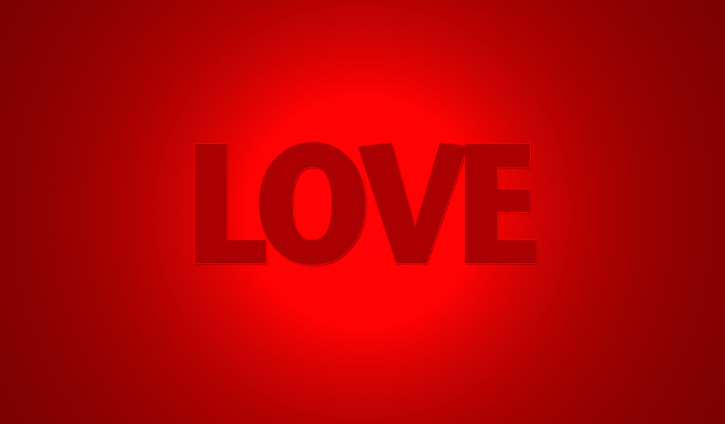 Надпись Любовь на красном фоне