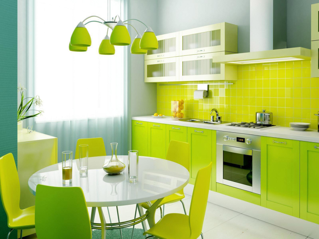 Кухня в зеленом цвете